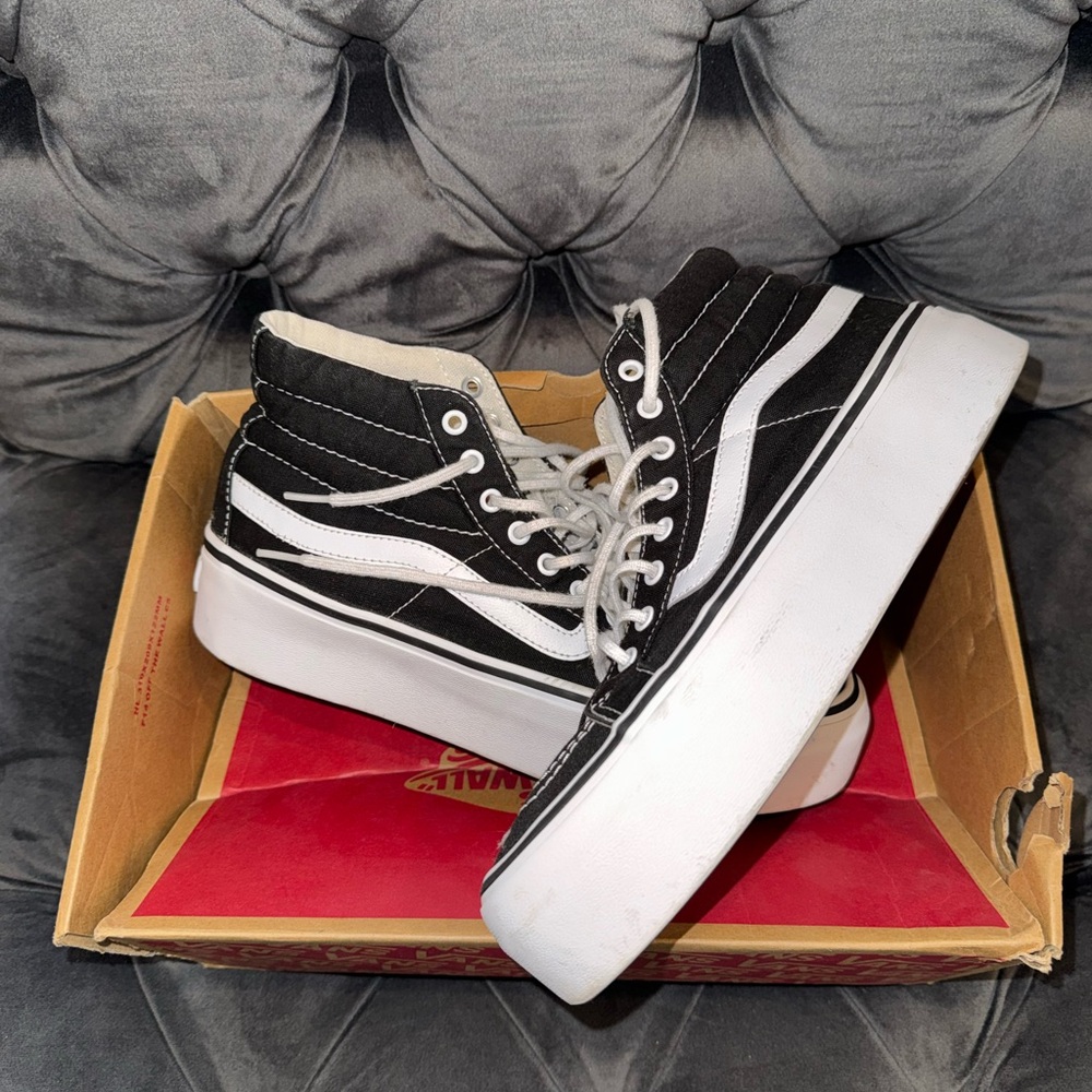 Vans Sk8-Hi Black and White Canvas Sneakers